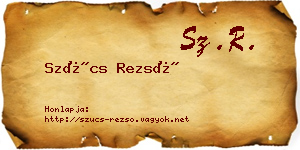 Szűcs Rezső névjegykártya